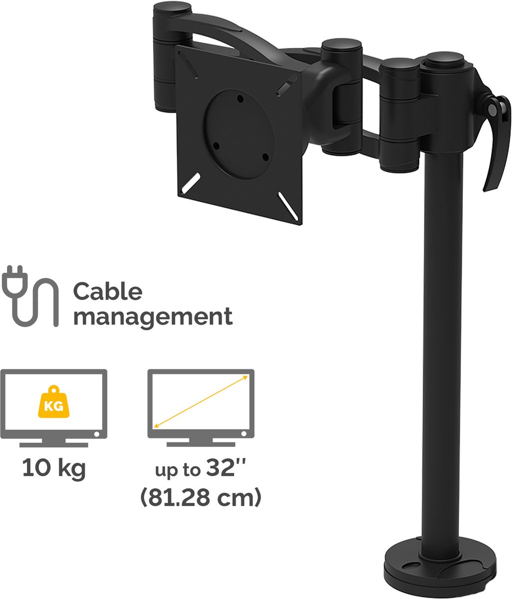 Fellowes vista monitor arm 1 scherm kle 4 orig - Fellowes Vista Monitor Arm 1 Scherm Klem tot 32" Bureausteun (zwart)
