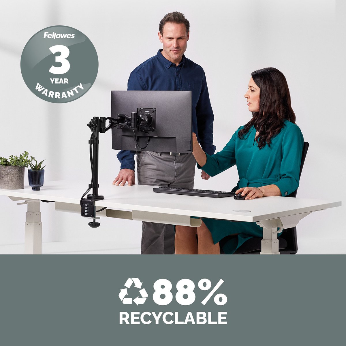 Fellowes vista monitor arm 1 scherm kle 7 orig - Fellowes Vista Monitor Arm 1 Scherm Klem tot 32" Bureausteun (zwart)