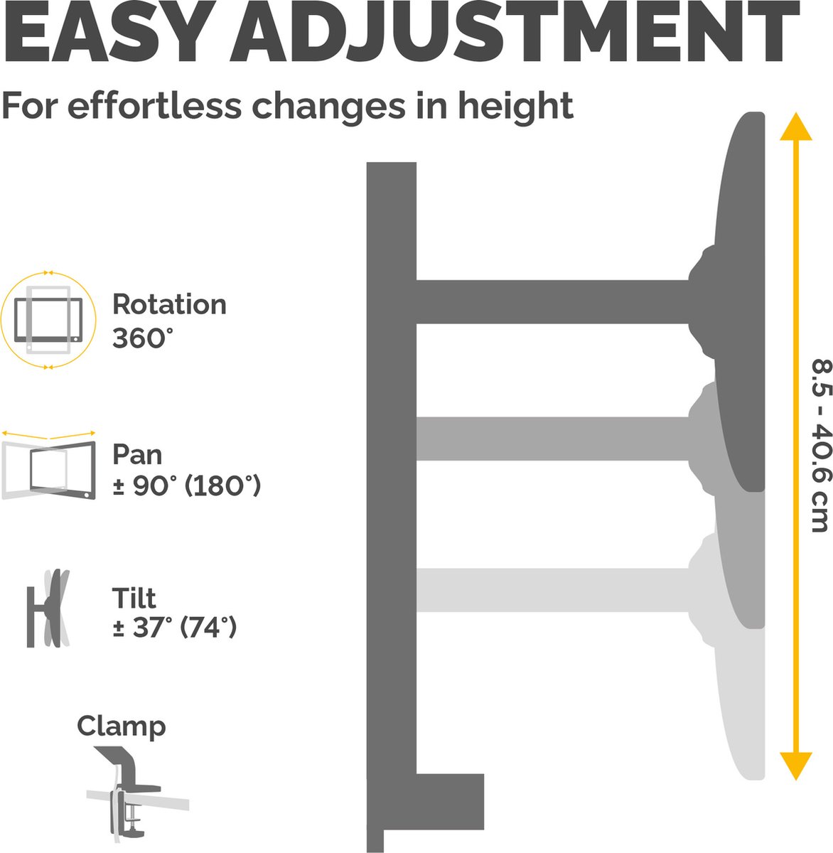 Fellowes vista monitor arm 1 scherm kle 8 orig - Fellowes Vista Monitor Arm 1 Scherm Klem tot 32" Bureausteun (zwart)