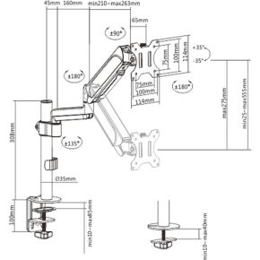 Gembird bureausteun single monitor arm 3 orig - Gembird Verstelbare Bureau Monitorarm Voor tot 32" Bureausteun (zwart)