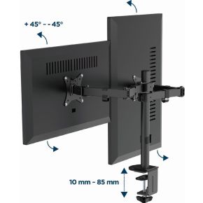 Gembird ma d2 03 flat panel bureau 4 orig - Gembird Bureau Monitorarm voor 2 schermen tot 32" Bureausteun (zwart)