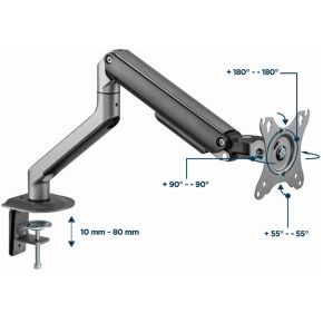 Gembird ma da1 01 single monitor arm 7 orig - Gembird Verstelbare Bureau Monitorarm Voor tot 32" Bureausteun (grijs)