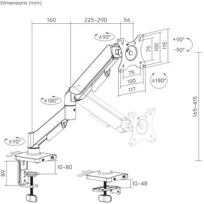 Gembird ma da1u 01 32 monitor arm 5 orig - Gembird MA-DA1U-01 tot 32" Bureausteun (zwart)