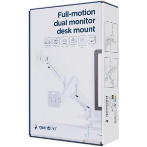 Gembird ma da2 06 w flat panel 8 orig - Gembird MA-DA2-06-W voor 2 schermen tot 32" Bureausteun (wit)