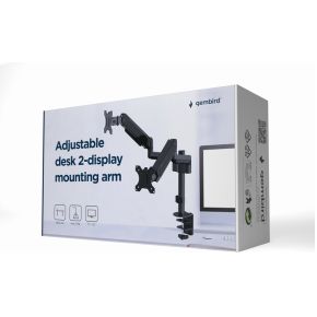 Gembird ma da2p 01 flat panel bureau 2 orig - Gembird Bureau Monitorarm voor 2 schermen tot 32" Bureausteun (zwart)