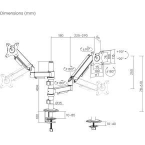 Gembird ma da2p 02 flat panel bureau 6 orig - Gembird MA-DA2P-02 voor 2 schermen tot 32" Bureausteun (zwart)