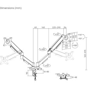 Gembird ma da2u 01 dual 32 monitor 5 orig - Gembird MA-DA2U-01 voor 2 schermen tot 32" Bureausteun (zwart)