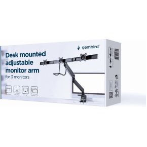 Gembird ma da3 03 triple flat panel 7 orig - Gembird MA-DA3-03 voor 3 schermen tot 27" Bureausteun (zwart)