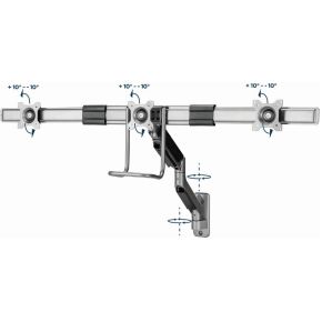 Gembird monitorarm met gasveer voor 3 8 orig - Gembird Monitorarm Met voor 3 schermen tot 27" Muurbeugel (grijs)