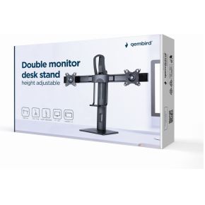 Gembird ms d2 01 flat panel bureau 5 orig - Gembird MS-D2-01 voor 2 schermen tot 27" Monitorstandaard (zwart)