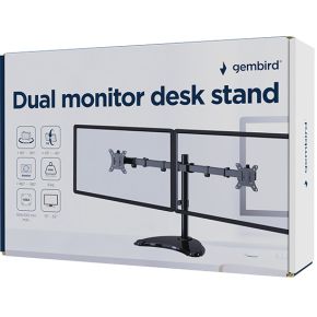 Gembird ms d2st 02 flat panel bureau 5 orig - Gembird MS-D2ST-02 voor 2 schermen tot 32" Bureausteun (zwart)