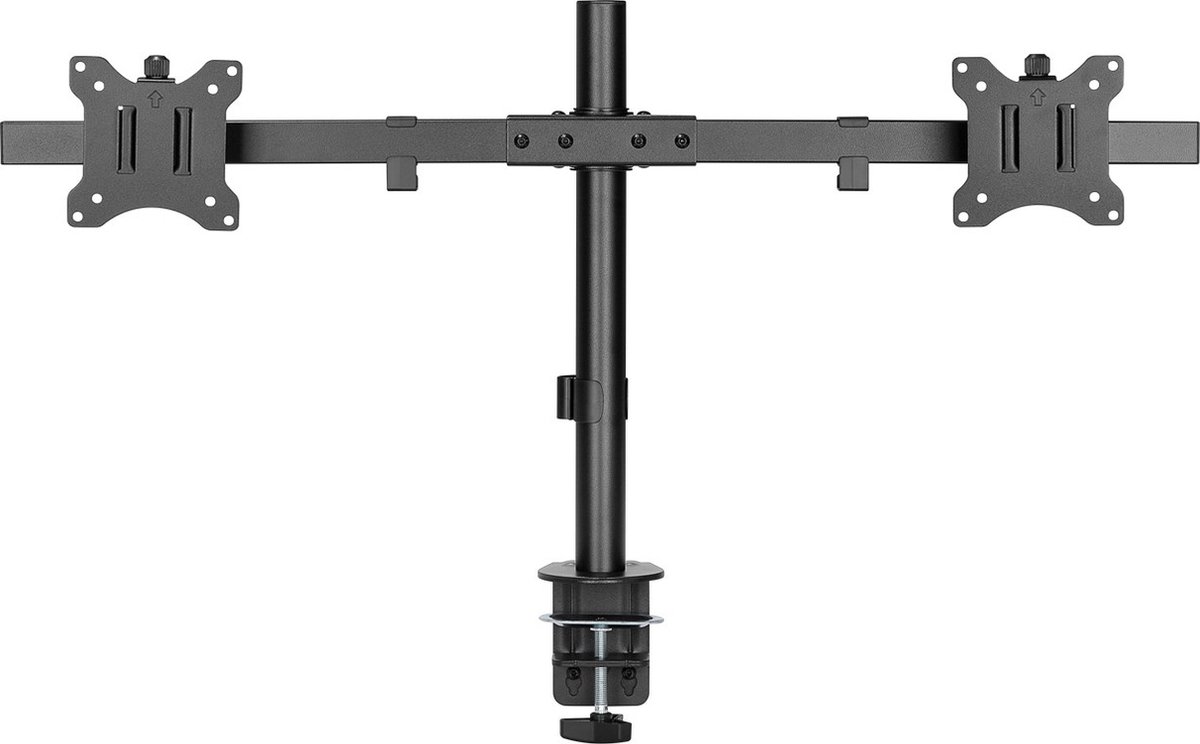 Goobay dubbele monitorbeugel fixed 17 6 orig - Goobay Dubbele voor 2 schermen tot 32" Bureausteun (zwart)