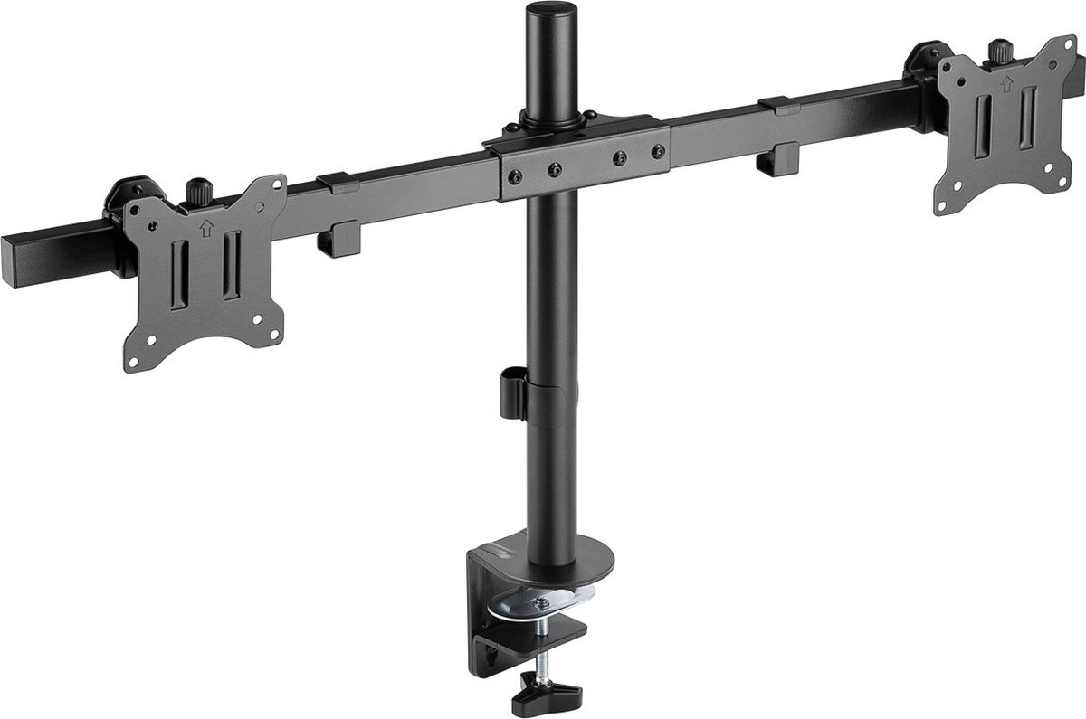 Goobay dubbele monitorbeugel fixed 17 7 orig - Goobay Dubbele voor 2 schermen tot 32" Bureausteun (zwart)