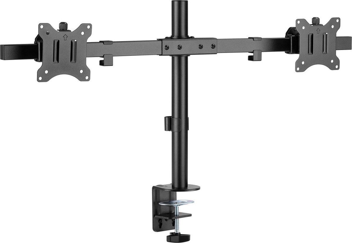 Goobay dubbele monitorbeugel fixed 17 8 orig - Goobay Dubbele voor 2 schermen tot 32" Bureausteun (zwart)