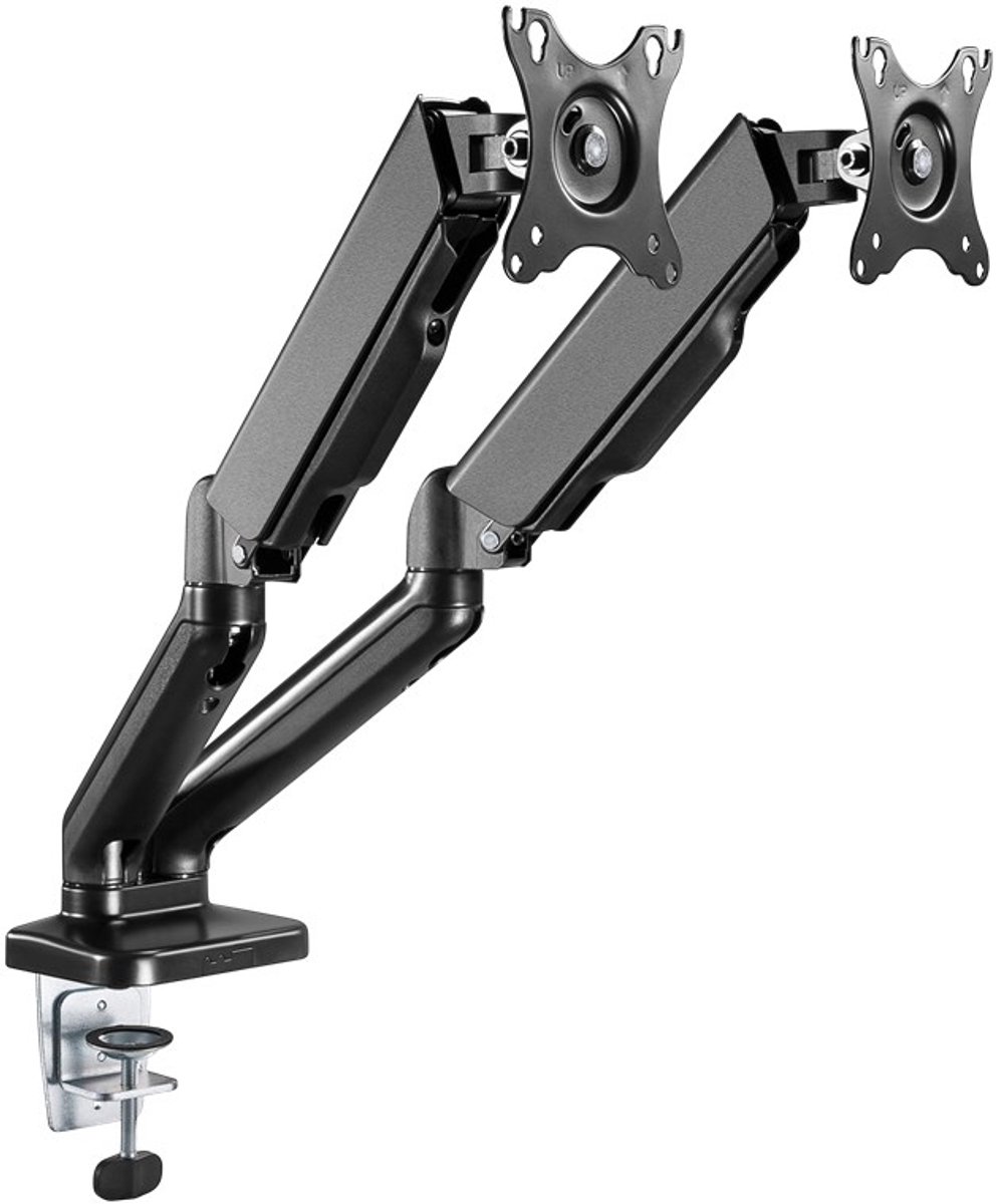 Goobay dubbele monitorbeugel met gasv 9554556 2 orig - Goobay Dubbele voor 2 schermen tot 32" Bureausteun (zwart)