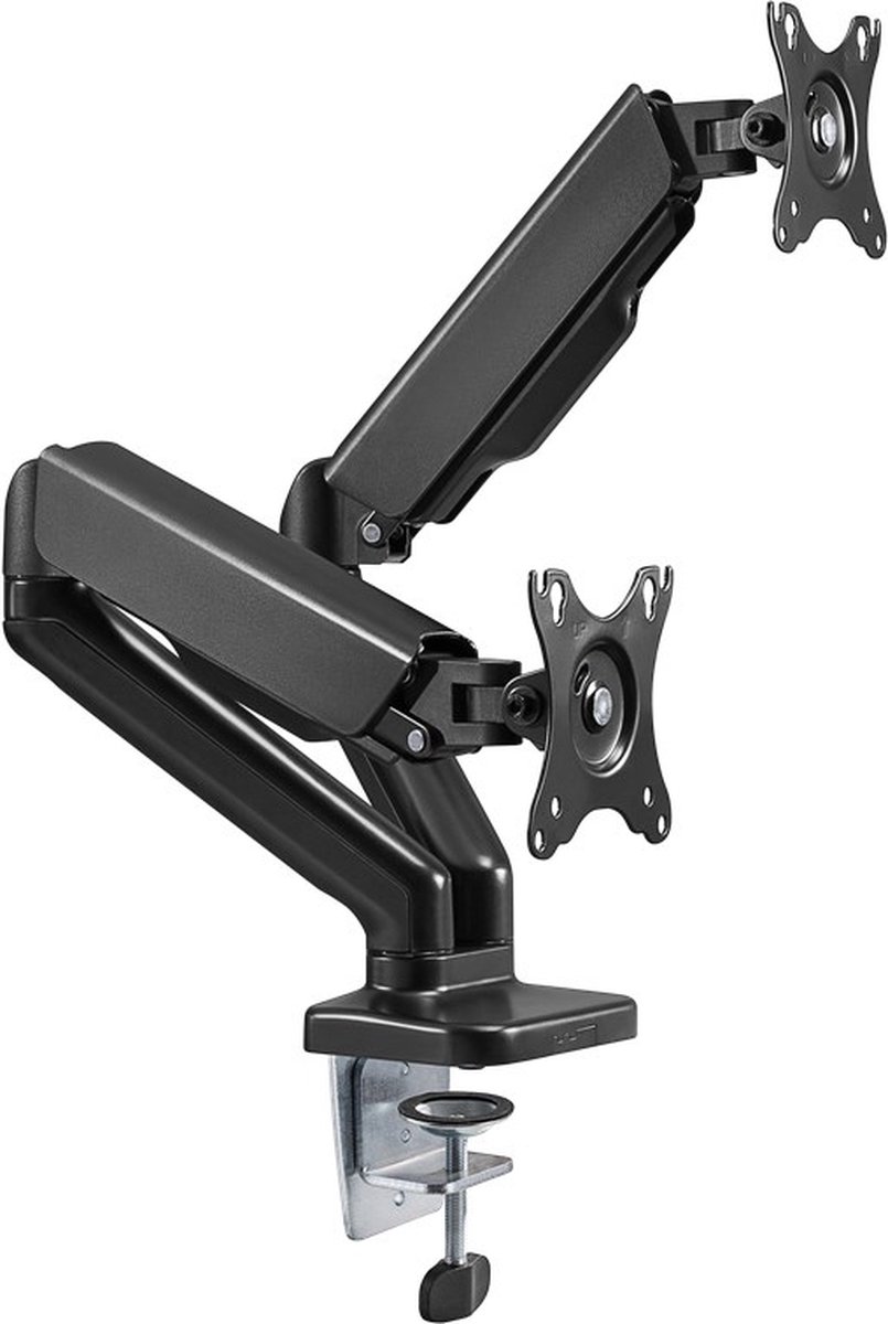 Goobay dubbele monitorbeugel met gasv 9554556 9 orig - Goobay Dubbele voor 2 schermen tot 32" Bureausteun (zwart)