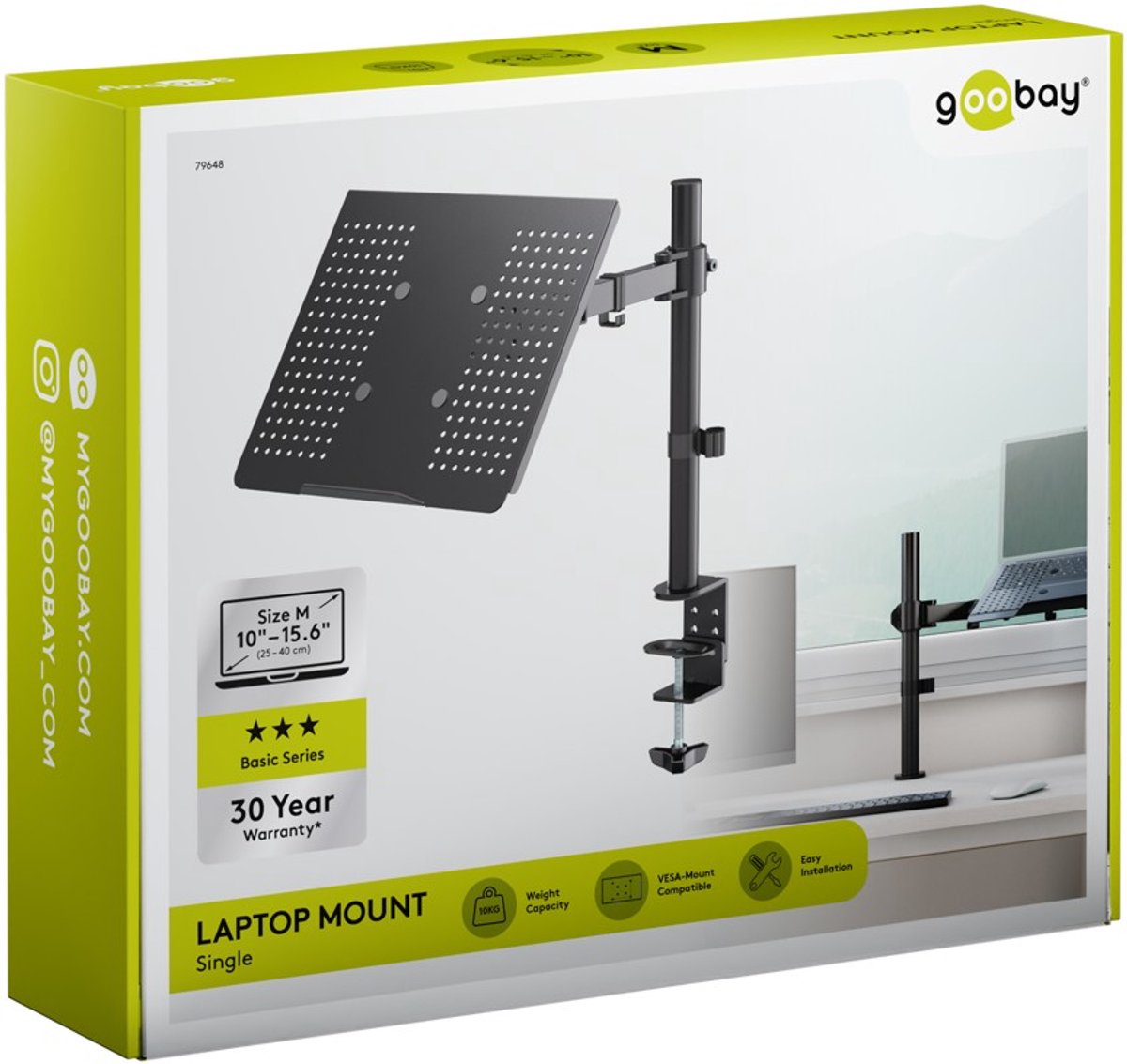 Goobay laptopbeugel single voor lapto 2 orig - Goobay Laptopbeugel Single Voor Laptops tot 15.6" Bureausteun (zwart)