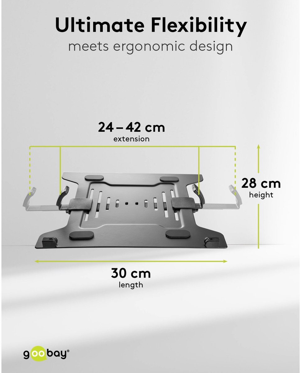 Goobay laptopbeugel voor monitorarm v 5 orig - Goobay Laptopbeugel Voor tot 15.6" VESA-adapter (zwart)
