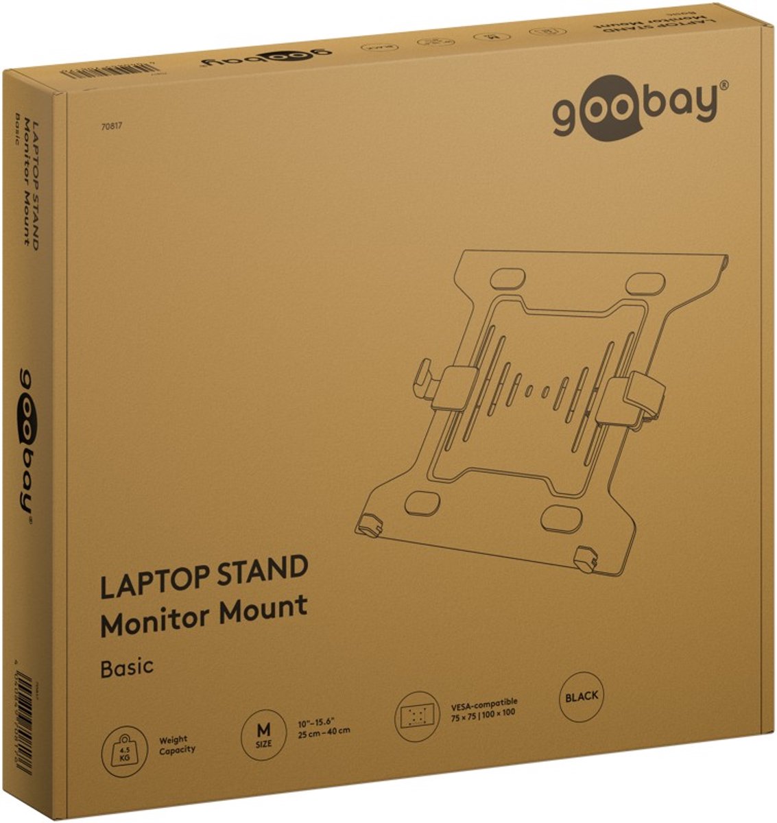 Goobay laptopbeugel voor monitorarm v 9 orig - Goobay Laptopbeugel Voor tot 15.6" VESA-adapter (zwart)