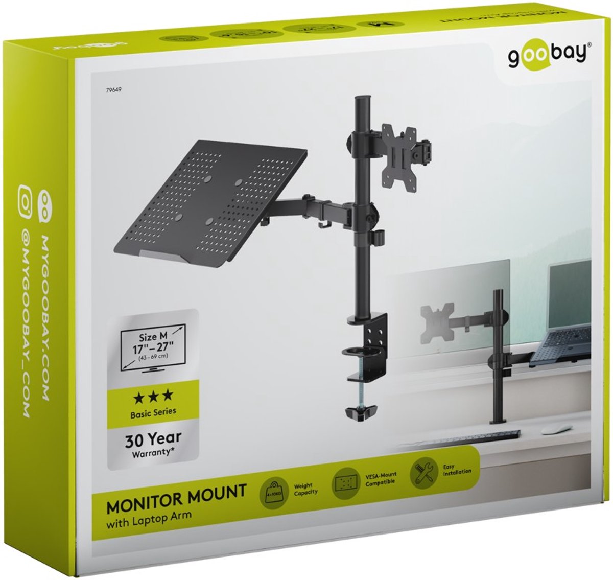 Goobay monitorbeugel met laptoparm 17 2 orig - Goobay Monitorbeugel Met Laptoparm 17-27 tot 27" Bureausteun (zwart)