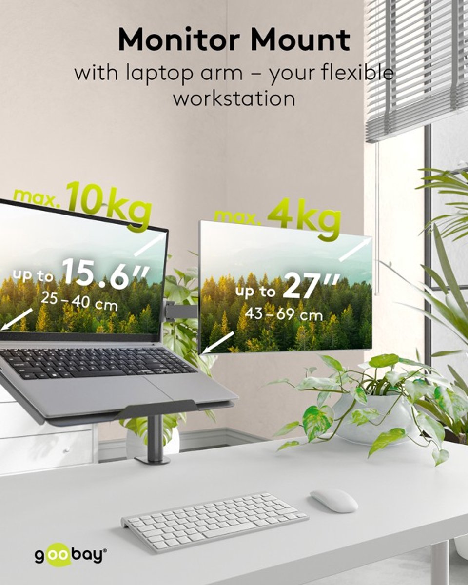 Goobay monitorbeugel met laptoparm 17 3 orig - Goobay Monitorbeugel Met Laptoparm 17-27 tot 27" Bureausteun (zwart)