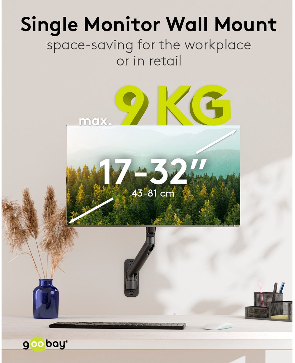 Goobay single monitor wall mount 17 t 2 orig - goobay Single Monitor Wall Mount, 17 tot 32" Muurbeugel (zwart)
