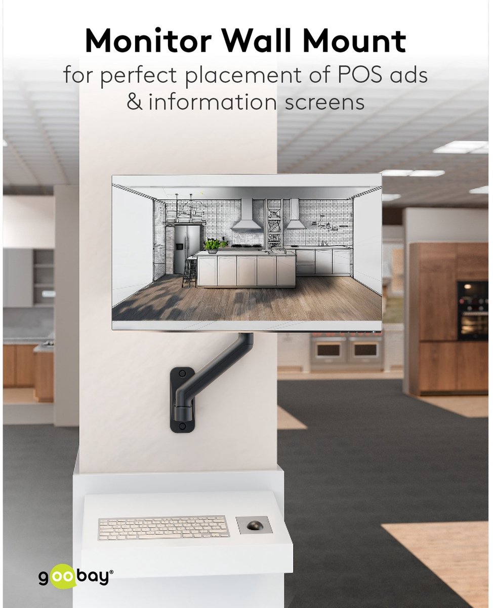 Goobay single monitor wall mount 17 t 6 orig - goobay Single Monitor Wall Mount, 17 tot 32" Muurbeugel (zwart)