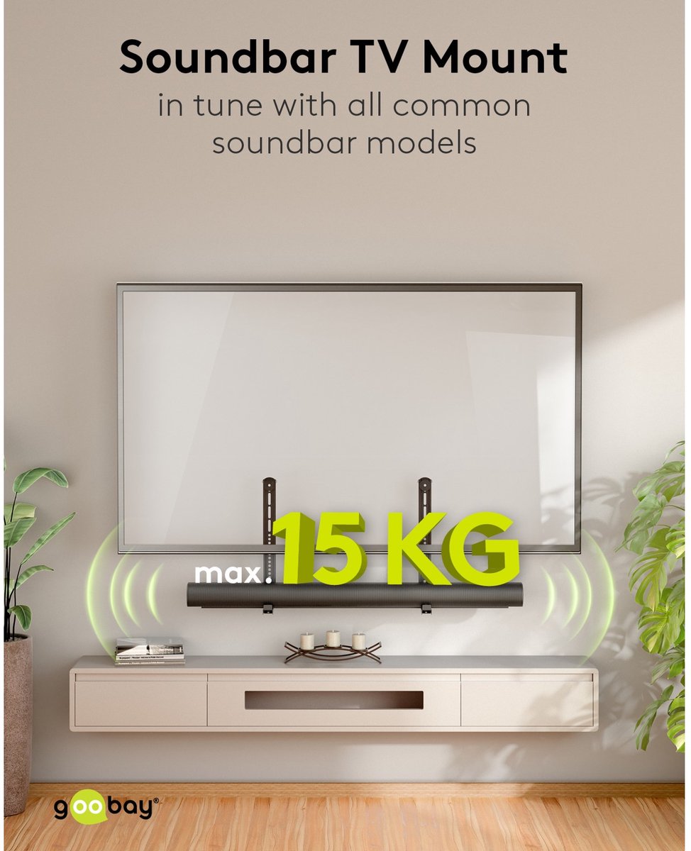 Goobay soundbar beugel voor tv toeste 10 orig - Goobay Soundbar Beugel Voor Tv-Toestellen VESA-adapter (zwart)
