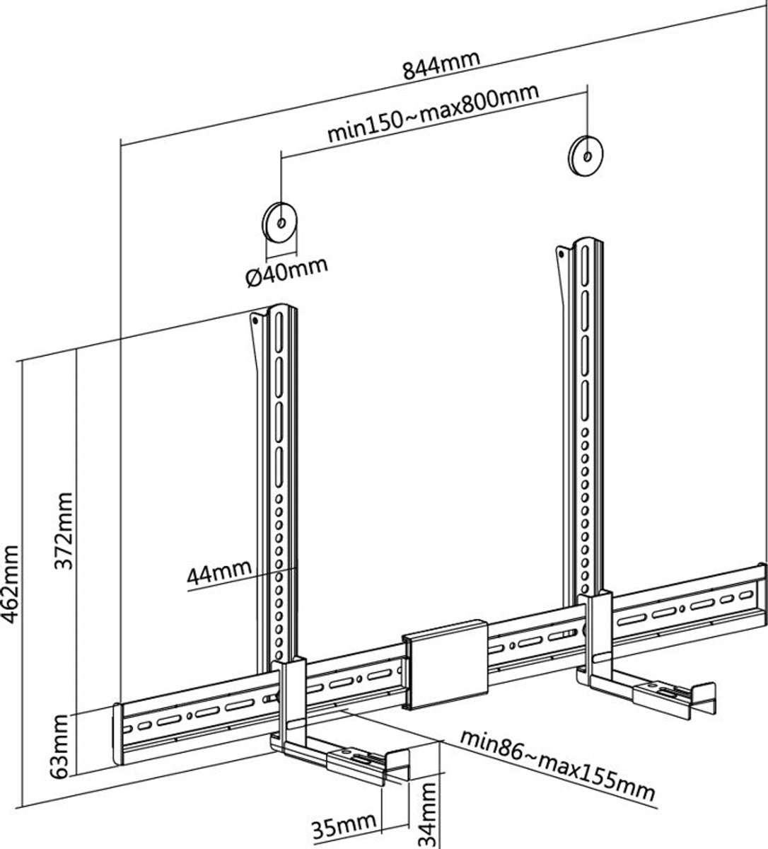 Goobay soundbar beugel voor tv toeste 5 orig - Goobay Soundbar Beugel Voor Tv-Toestellen VESA-adapter (zwart)