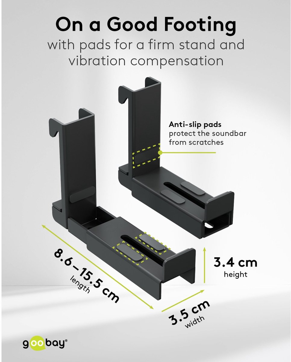 Goobay soundbar beugel voor tv toeste 7 orig - Goobay Soundbar Beugel Voor Tv-Toestellen VESA-adapter (zwart)