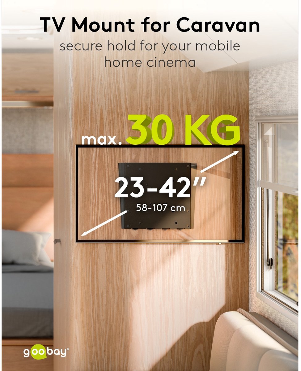 Goobay tv wall mount caravan fixed m 4 orig - goobay TV Wall Mount Caravan FIXED (M), 23 tot 42" Muurbeugel (zwart)