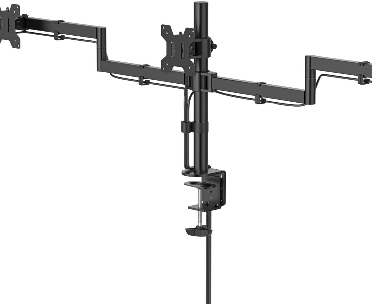 Hama monitorarm 3 monitoren in hoog 3 orig - Hama Monitorarm 3 voor 3 schermen tot 27" Bureausteun (zwart)