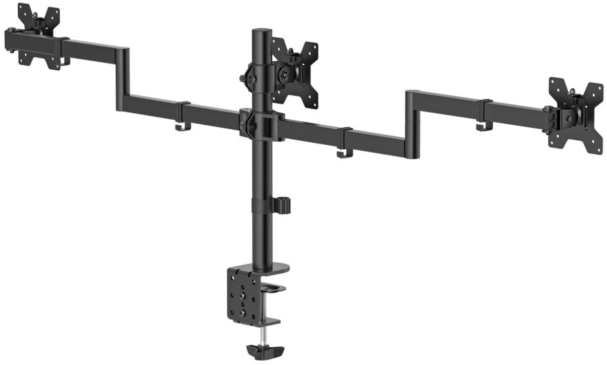 Hama monitorarm 3 monitoren in hoog 6 orig - Hama Monitorarm 3 voor 3 schermen tot 27" Bureausteun (zwart)
