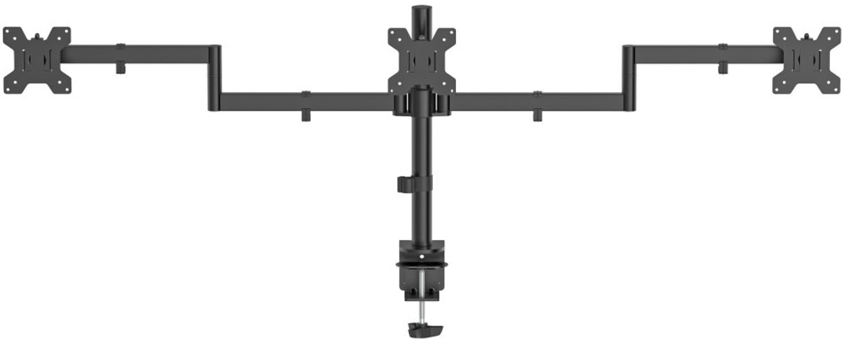Hama monitorarm 3 monitoren in hoog 7 orig - Hama Monitorarm 3 voor 3 schermen tot 27" Bureausteun (zwart)