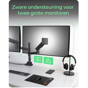 Icy box ib ms702 t monitorarm 2 orig - ICY BOX IB-MS702-T voor 2 schermen tot 57" Bureausteun (zwart)