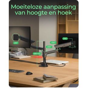 Icy box ib ms702 t monitorarm 3 orig - ICY BOX IB-MS702-T voor 2 schermen tot 57" Bureausteun (zwart)