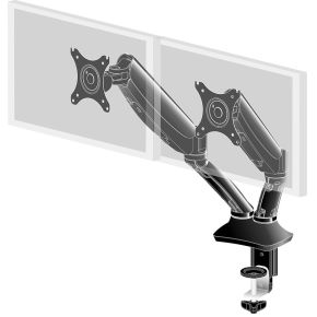 Iiyama dubbele gasveer monitorarm ds3 3 orig - iiyama Dubbele gasveer voor 2 schermen tot 27" Bureausteun (zwart)