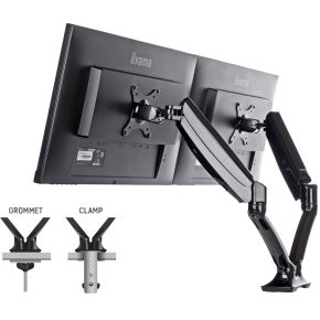 Iiyama dubbele gasveer monitorarm ds3 5 orig - iiyama Dubbele gasveer voor 2 schermen tot 27" Bureausteun (zwart)