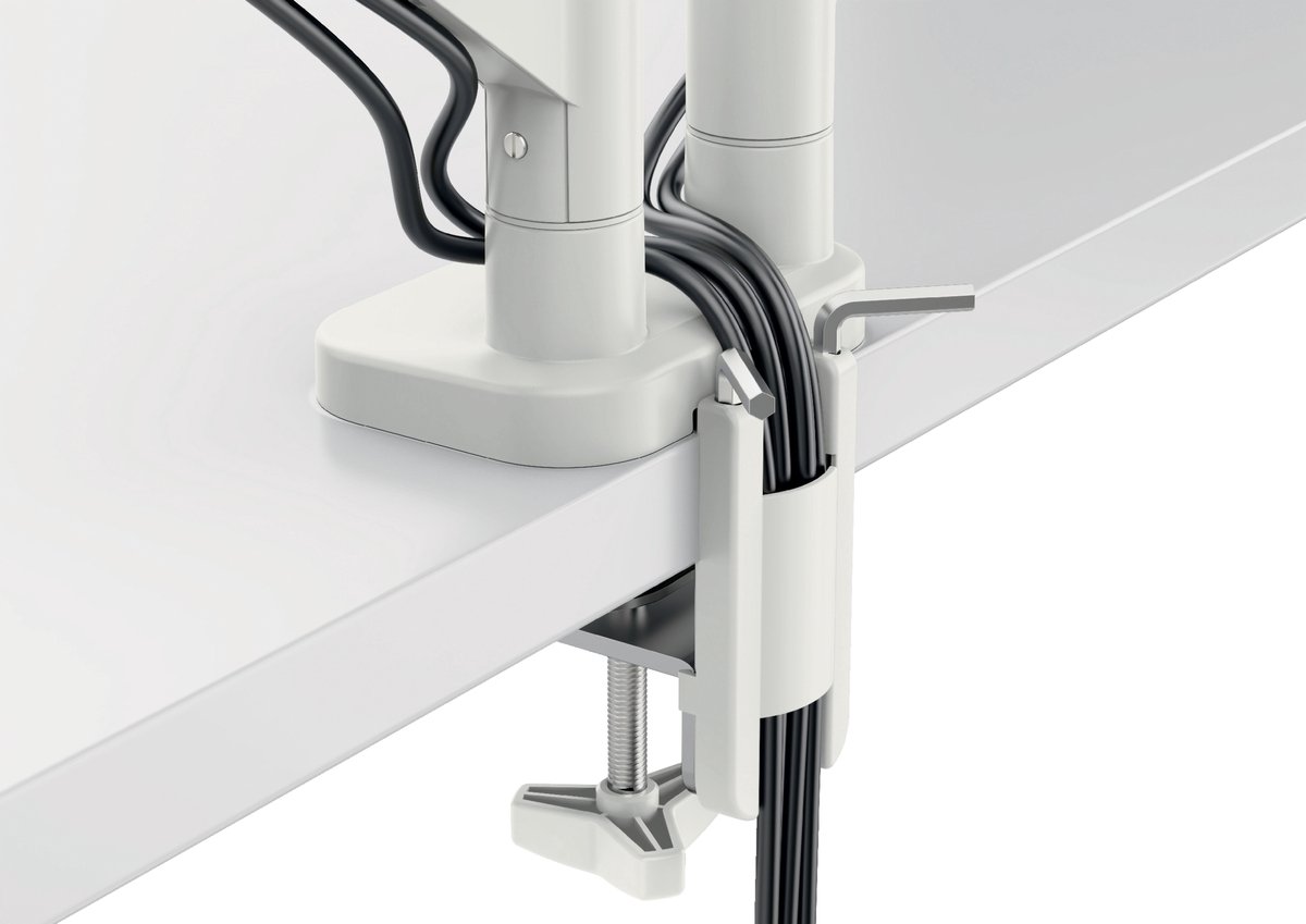 Leitz ergo ruimtebesparende dubbele 9554412 5 orig - Leitz Ergo voor 2 schermen tot 32" Bureausteun (grijs)