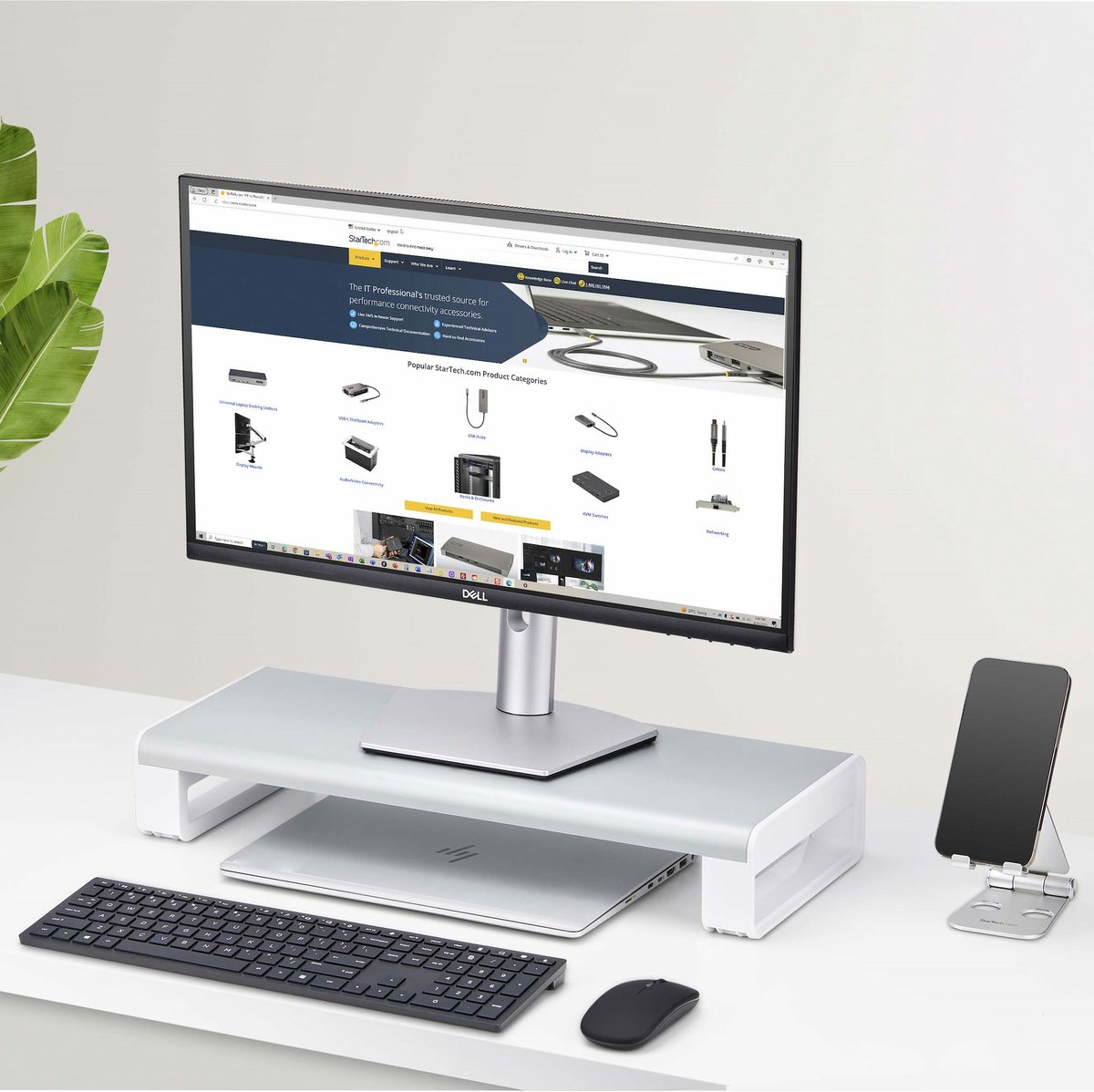 Lessenaar startech 1mfsw monitor riser 2 orig - Lessenaar Startech 1Mfsw-Monitor-Riser Monitorstandaard (wit)