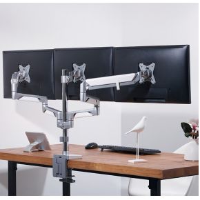 Logilink bp0090 flat panel bureau steun 5 orig - Logilink BP0090 voor 3 schermen tot 27" Bureausteun (zilver)