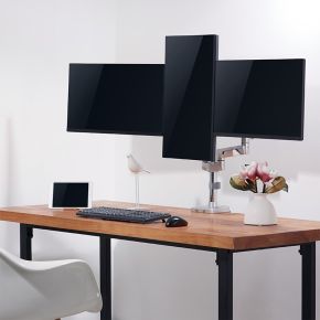 Logilink bp0090 flat panel bureau steun 6 orig - Logilink BP0090 voor 3 schermen tot 27" Bureausteun (zilver)
