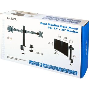 Logilink bp0106 flat panel bureau steun 8 orig - Logilink BP0106 voor 2 schermen tot 32" Bureausteun (zwart)
