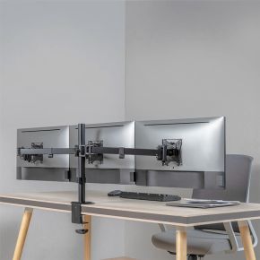 Logilink bp0173 flat panel bureau steun 6 orig - Logilink BP0173 voor 3 schermen tot 27" Bureausteun (zwart)