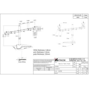 Manhattan 461559 32 vrijstaand zwart fla 4 orig - Manhattan 461559 voor 2 schermen tot 32" Monitorstandaard (zwart)