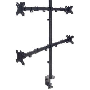 Manhattan 461566 32 klem zwart flat pane 2 orig - Manhattan 461566 voor 4 schermen tot 32" Bureausteun (zwart)