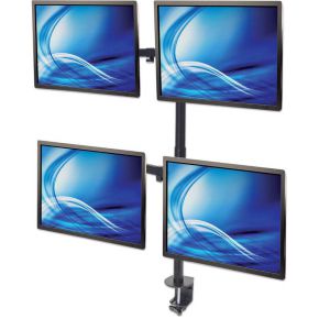 Manhattan 461566 32 klem zwart flat pane 3 orig - Manhattan 461566 voor 4 schermen tot 32" Bureausteun (zwart)