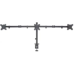 Manhattan 461658 27 klem zwart flat pane 4 orig - Manhattan 461658 voor 3 schermen tot 27" Bureausteun (zwart)