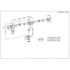 Manhattan 461658 27 klem zwart flat pane 7 orig - Manhattan 461658 voor 3 schermen tot 27" Bureausteun (zwart)