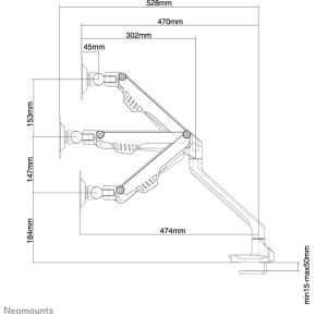 Neomounts 32 monitorarm fpma d750black 3 orig - Neomounts FPMA-D750BLACK tot 32" Bureausteun (zwart)